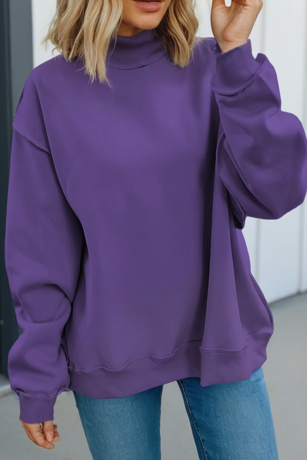 LAS Oversize Drop Shoulder Reversible Sweatshirt (S-XL): Light Grey / Missy / L