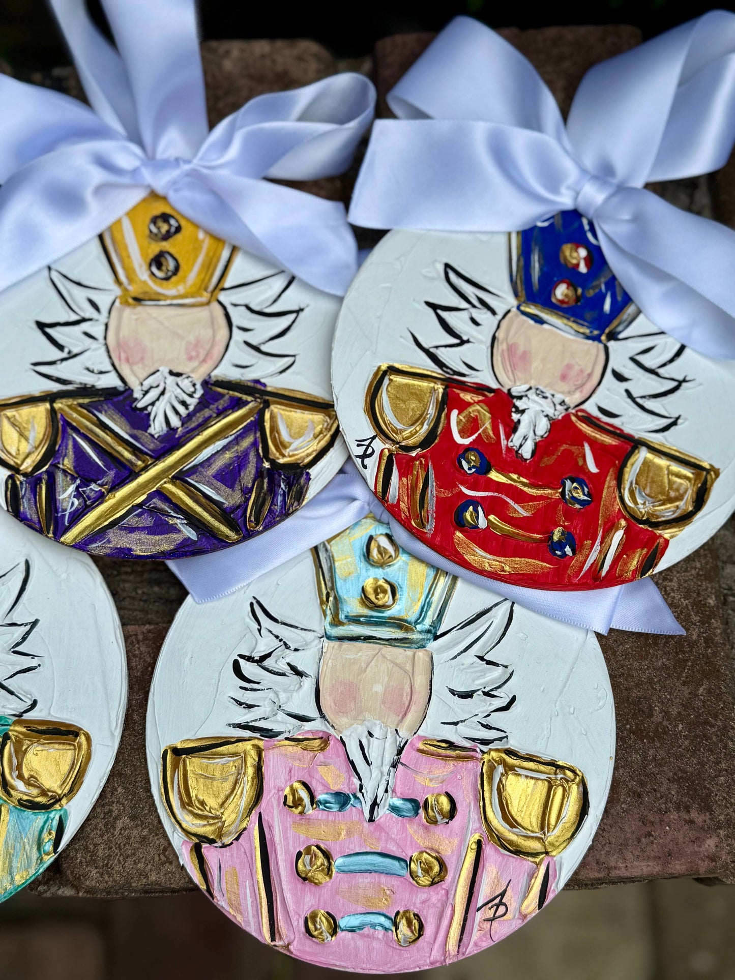 Nutcracker ornament textured hand painted : Red/blue