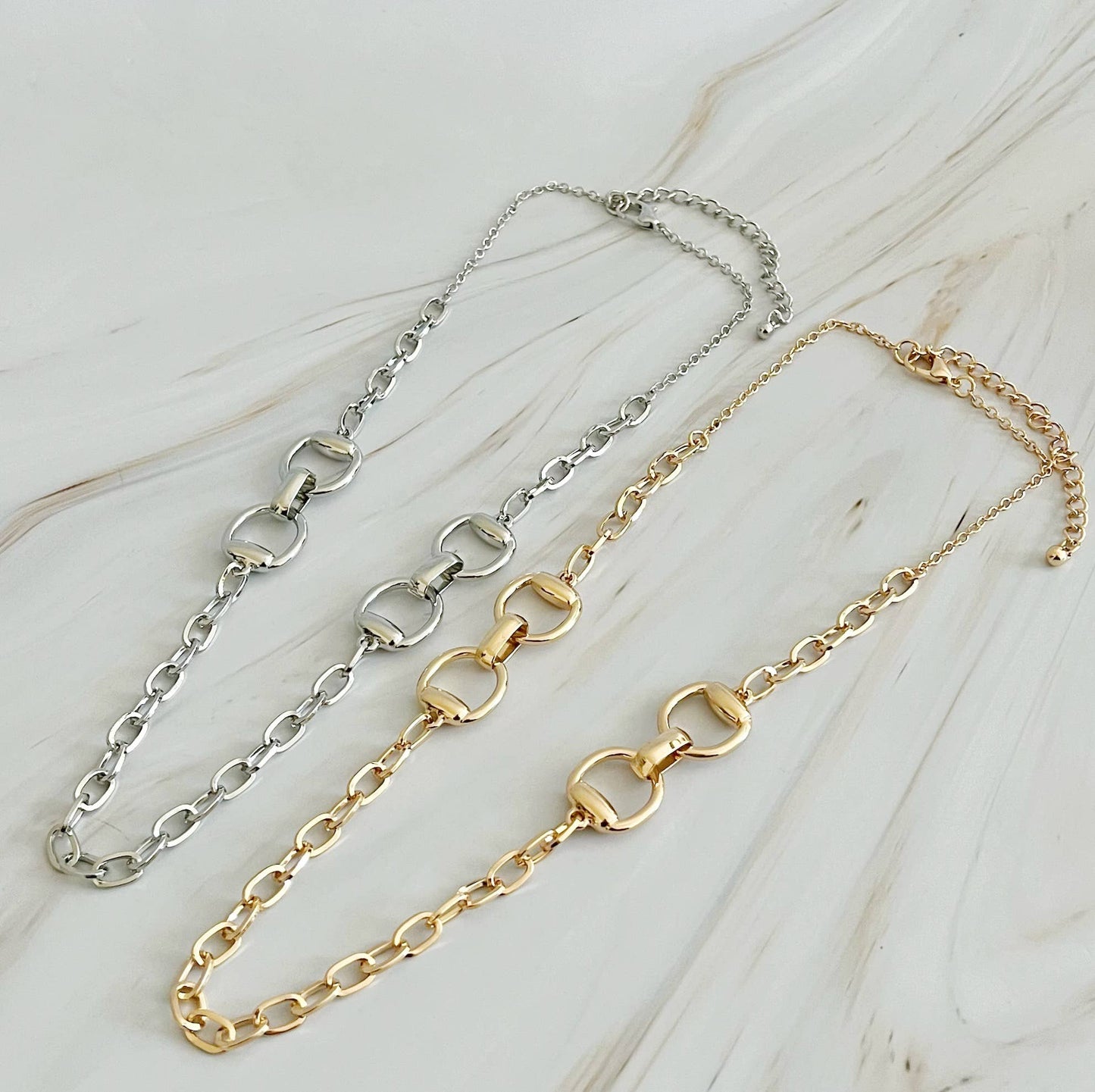 Double Equestrian Chain Necklace: Gold