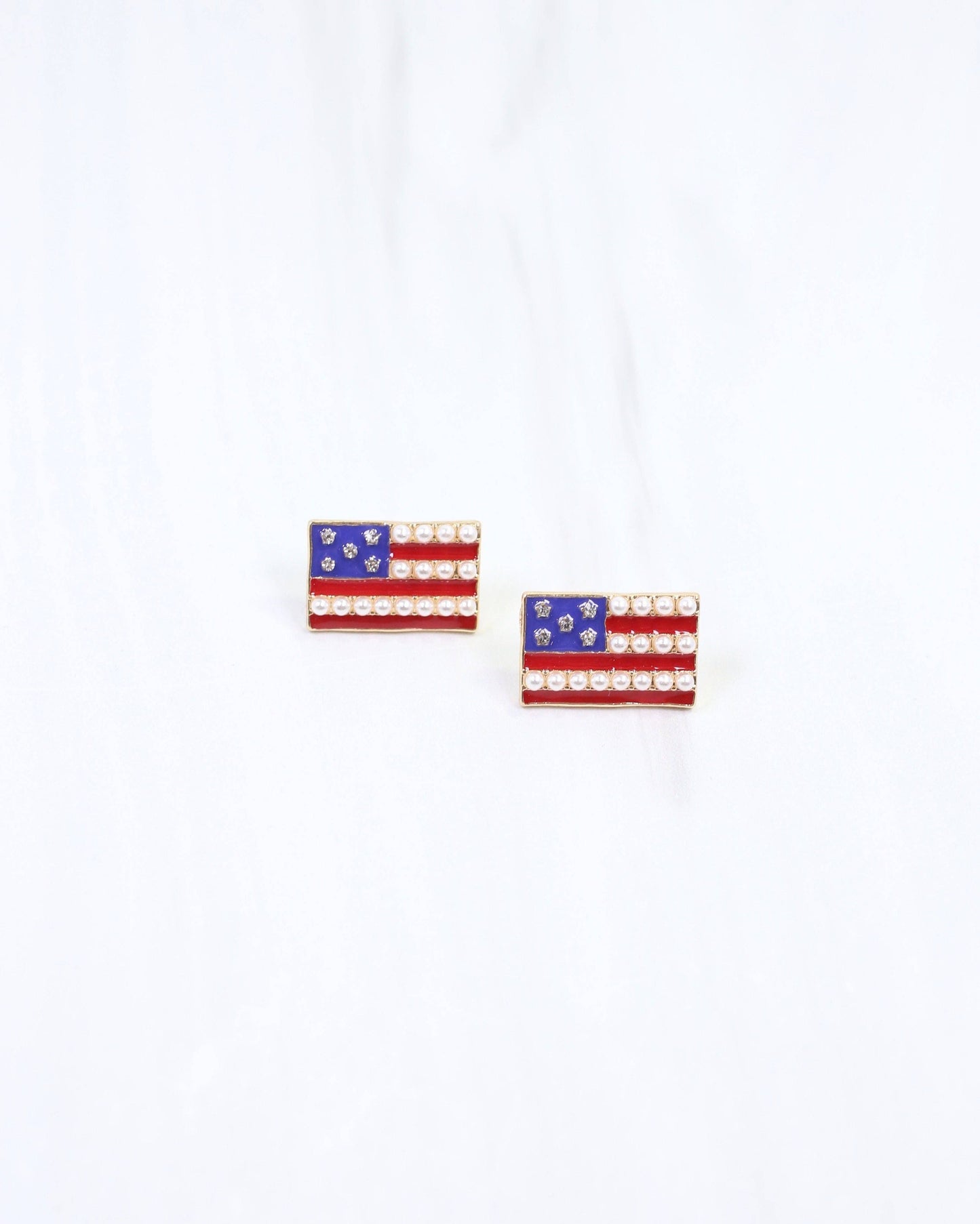 Tribute Flag Stud Earring Red Blue: Default