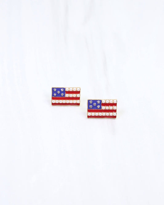 Tribute Flag Stud Earring Red Blue: Default
