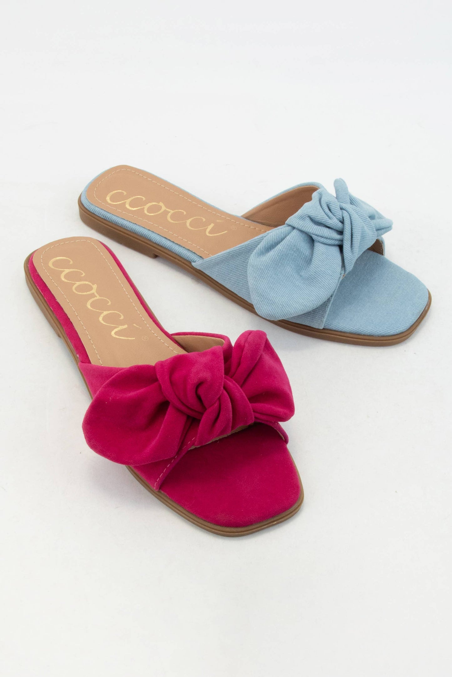 ROUND KNOTTED BOW ESSENTIAL DESIGN SLIP-ON SLIDE SANDAL: FUCHSIA / 8