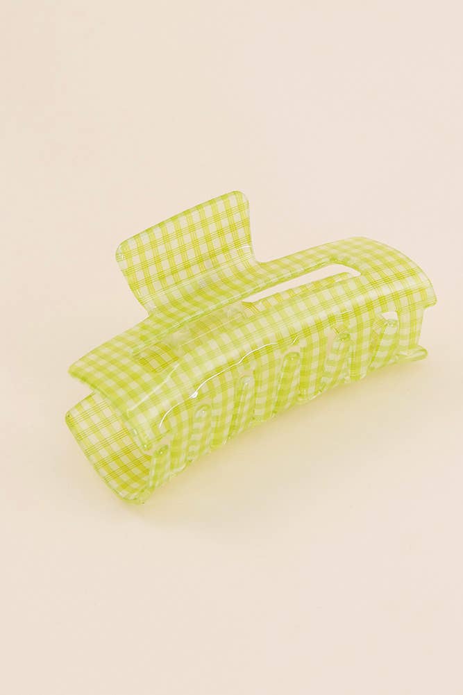 Gingham Hair Claw Clip: Purple