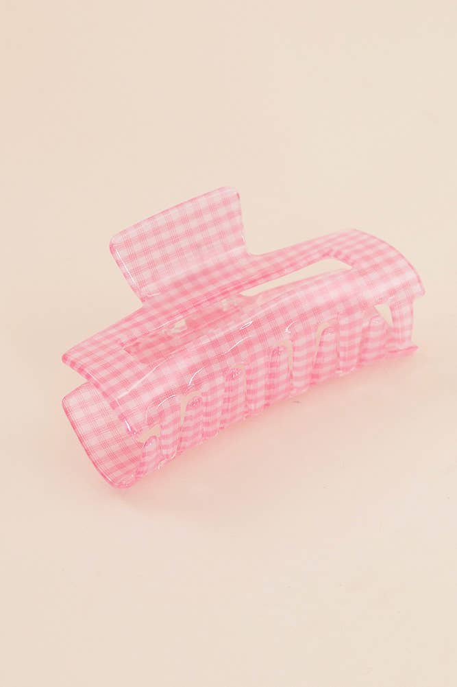 Gingham Hair Claw Clip: Purple