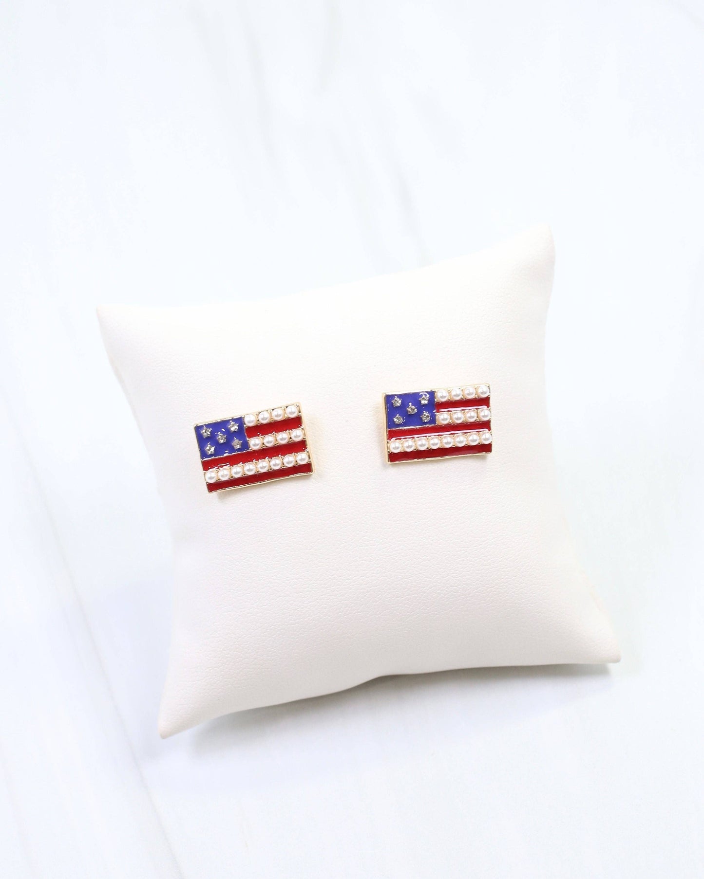 Tribute Flag Stud Earring Red Blue: Default