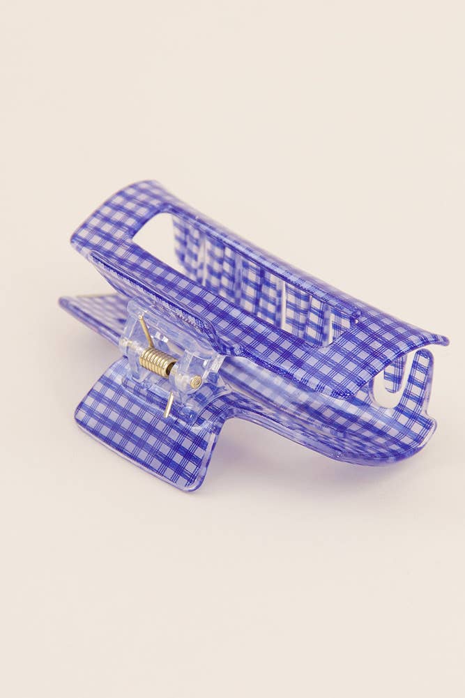 Gingham Hair Claw Clip: Purple