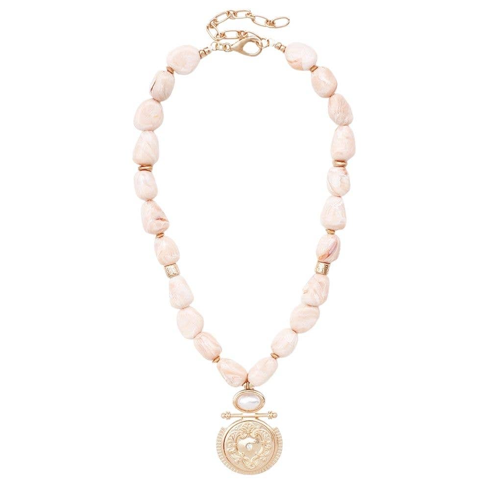 COIN PENDANT BEADED NECKLACE, NDN 8131: IV