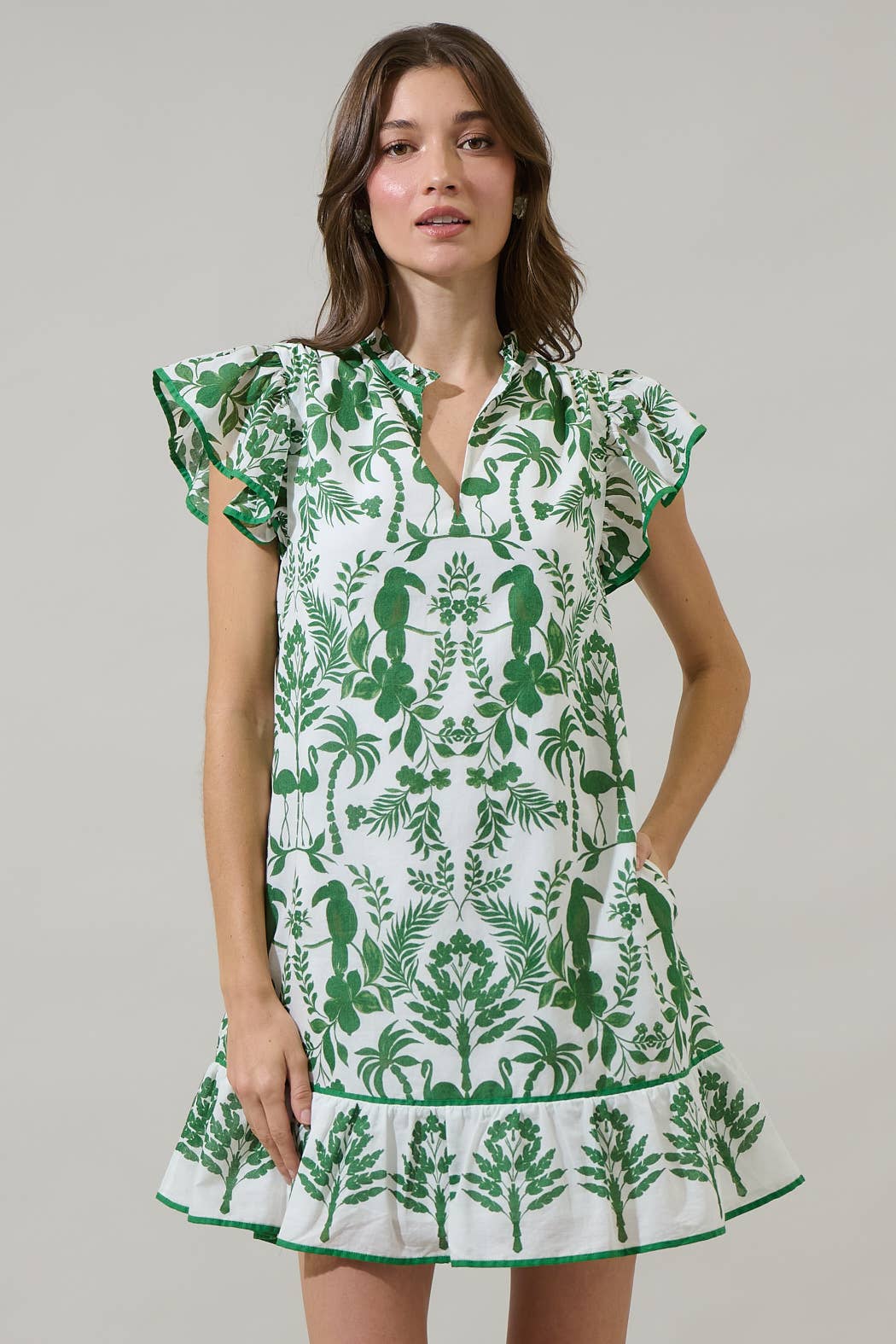 Davina Floral Ebba Shift Mini Dress: COBALT-WHT / XS