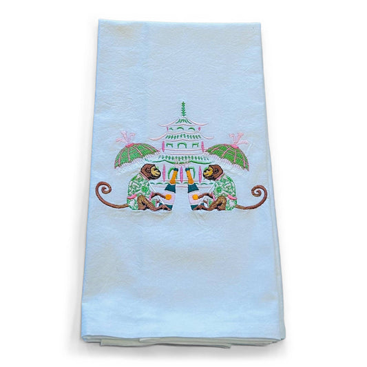Towel - Celebrating Monkeys on white