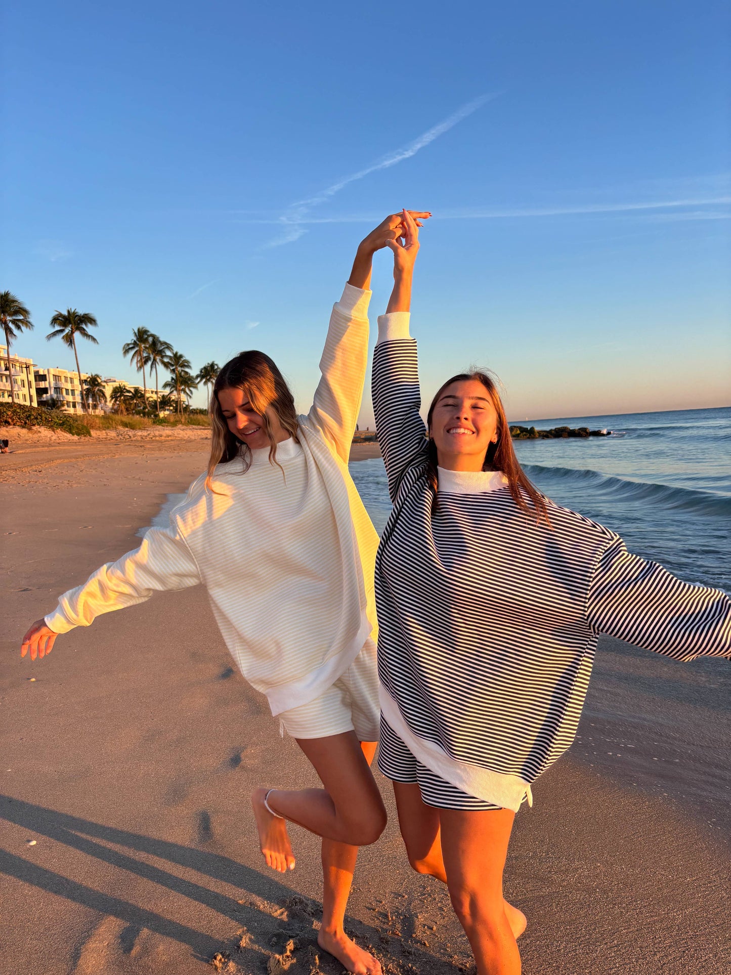 Dark Navy Blue and White Big Striped Mockneck Sweatshirt: Navy Blue/White Big Stripes / Large