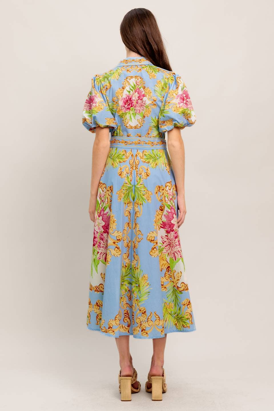 A printed woven midi dress - ID23438: LIGHT BLUE MULTI / Contemporary / L