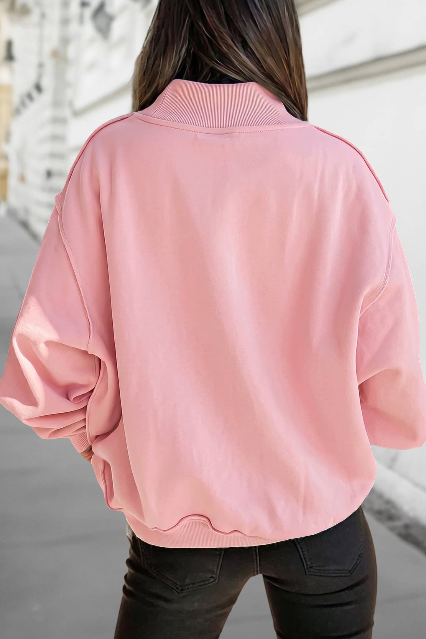 Reversible Oversized Mock Neck Sweatshirt | S-4X: Black / XL