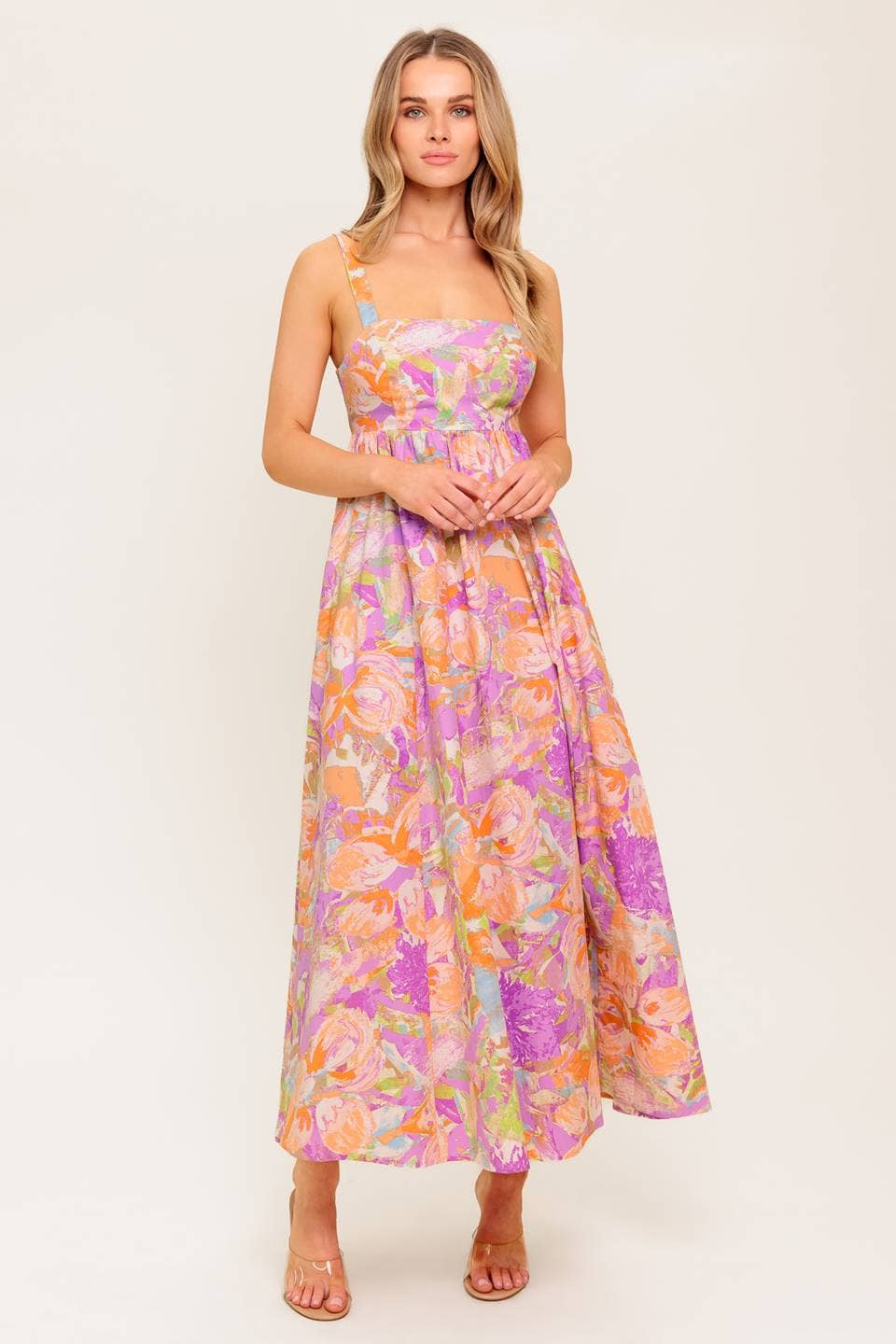 A printed woven midi dress - ID22419: Pink / Contemporary / L