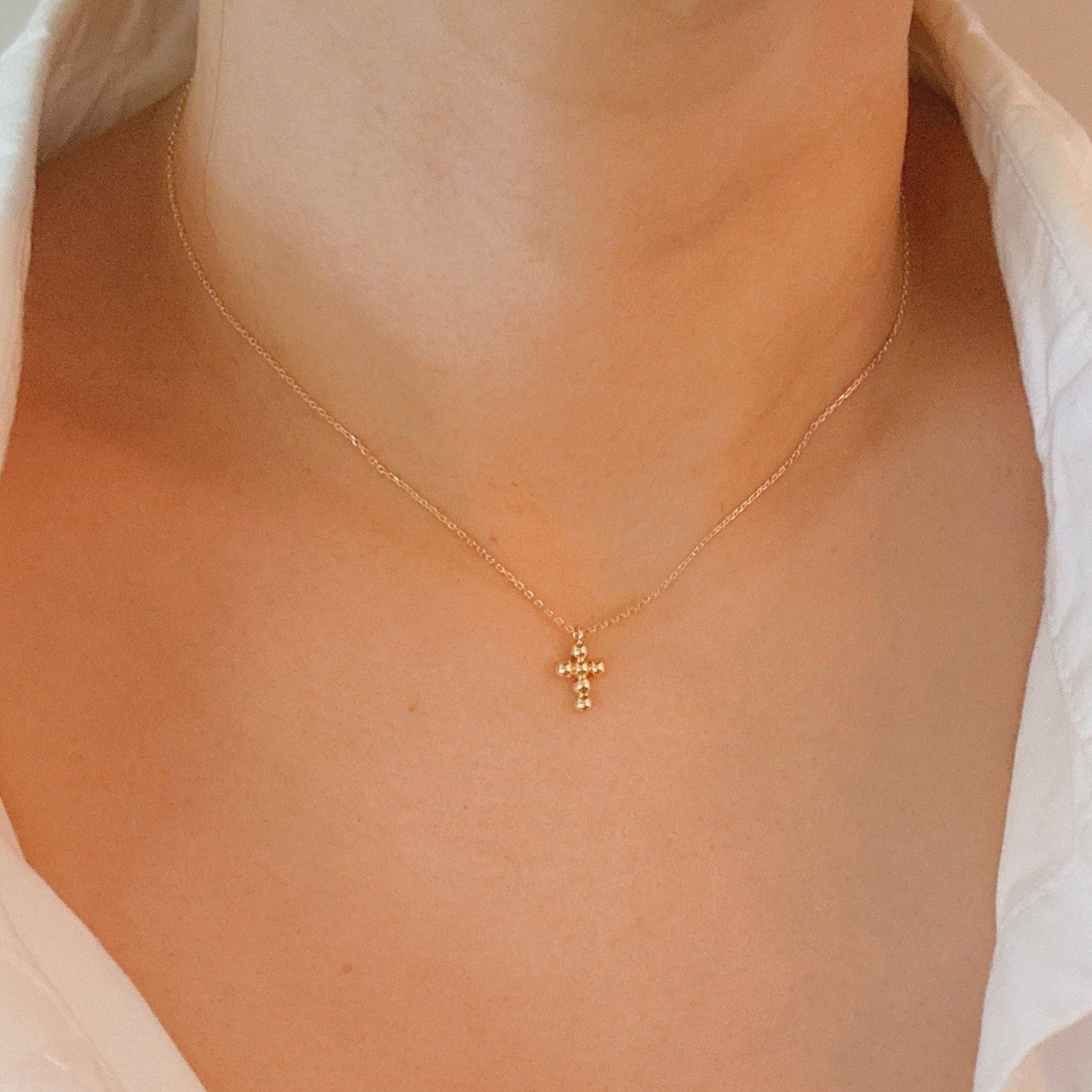 Mini Dot Cross Pendant Necklace