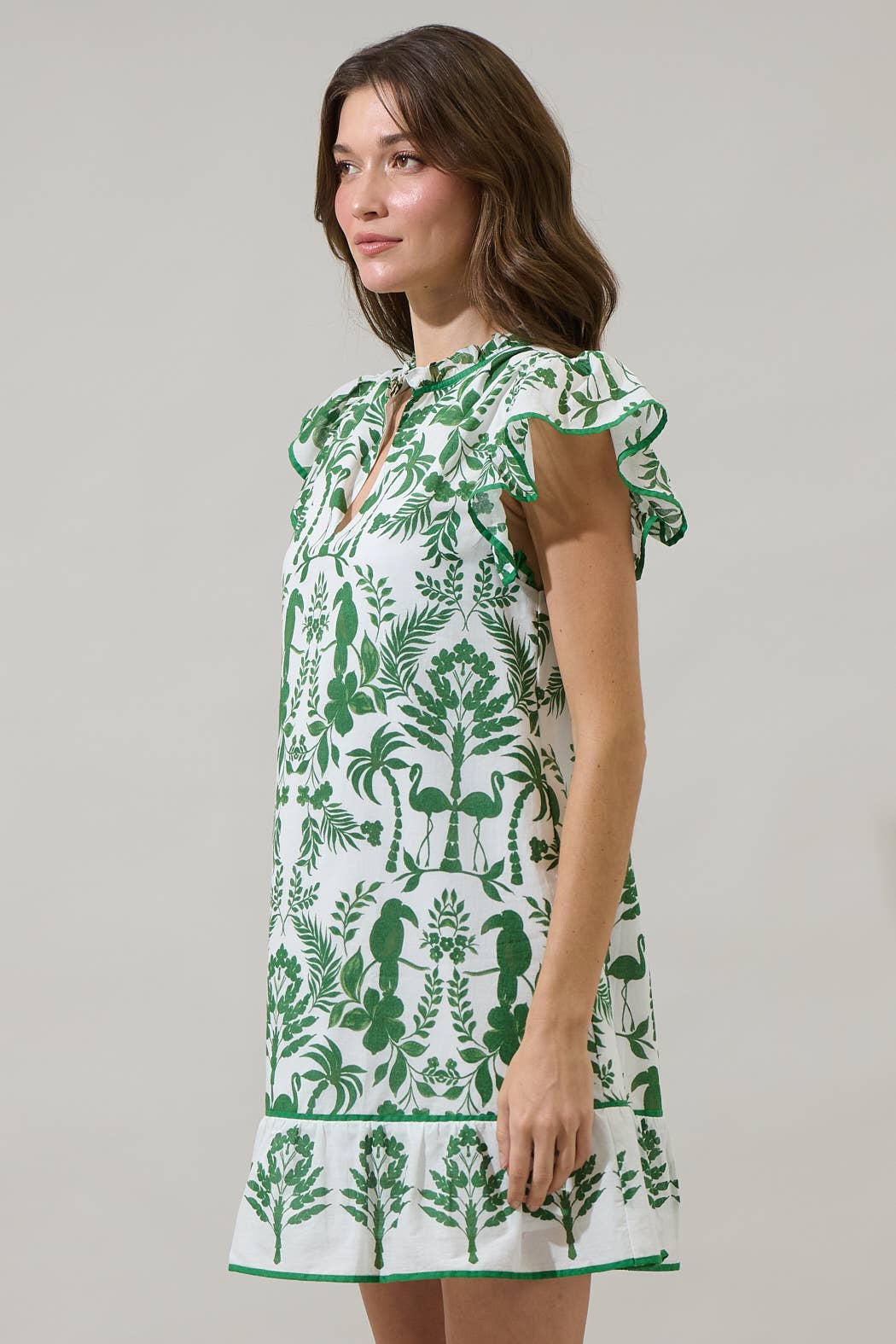 Davina Floral Ebba Shift Mini Dress: COBALT-WHT / XL