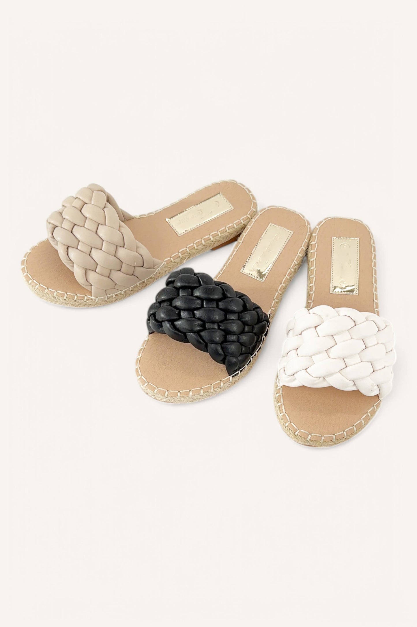 EXAM-20 BRAIDED UPPER SLIP ON SANDAL: TAUPE / B18