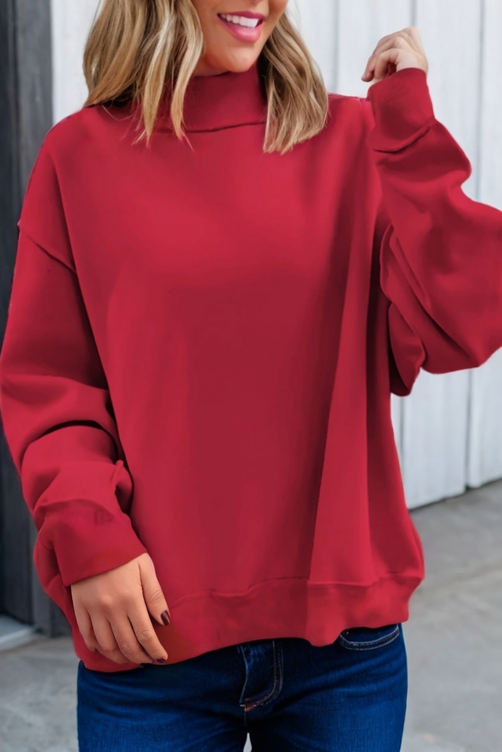 LAS Oversize Drop Shoulder Reversible Sweatshirt (S-XL): Light Grey / Missy / S