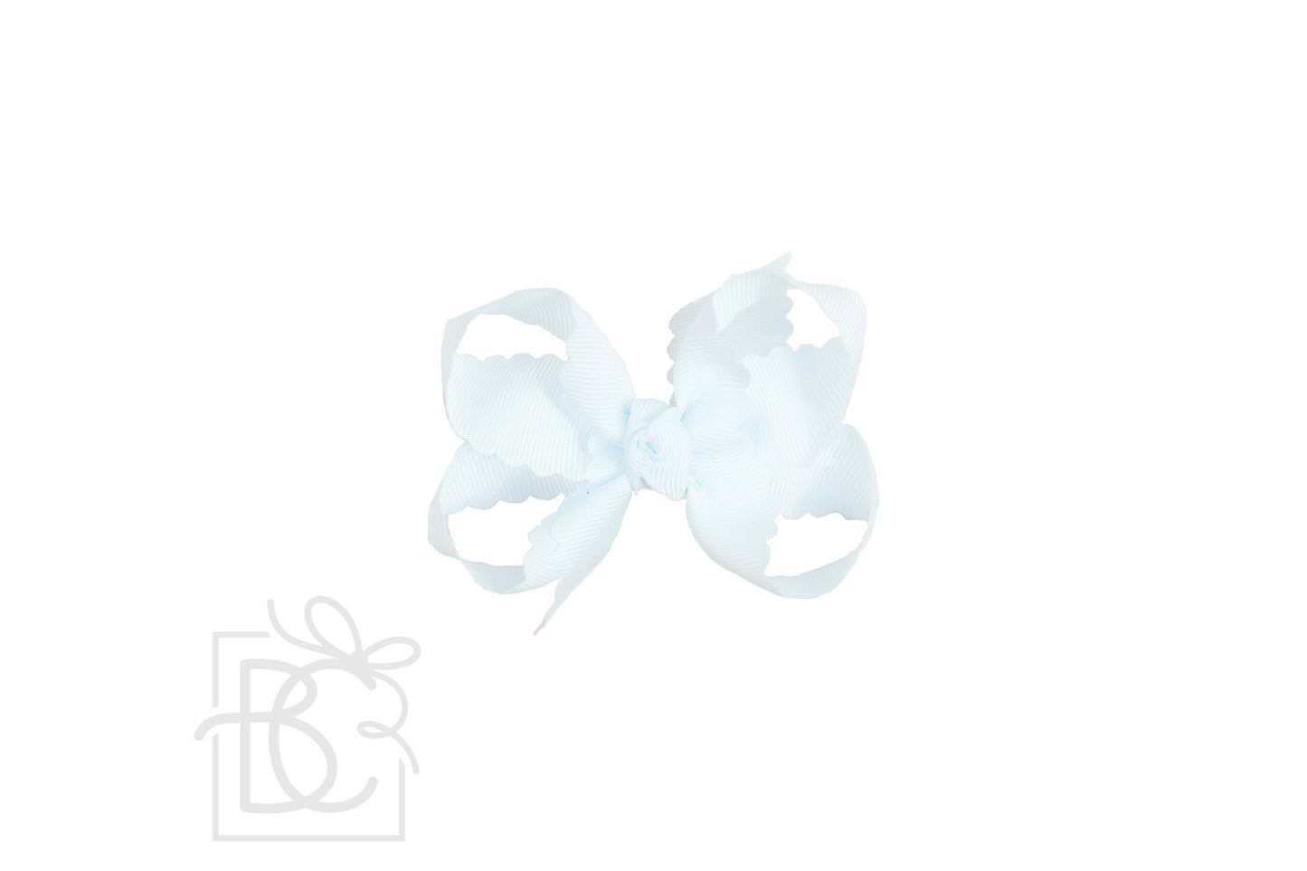 SCALLOPED EDGE BOW: White / 4.5" Large - 1.5" Ribbon on Alligator Clip