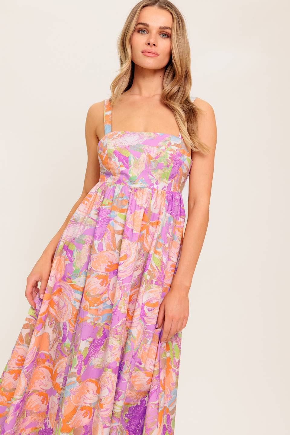 A printed woven midi dress - ID22419: Pink / Contemporary / L