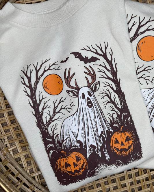 Spooky Deer Ghost – Kids Halloween Tee