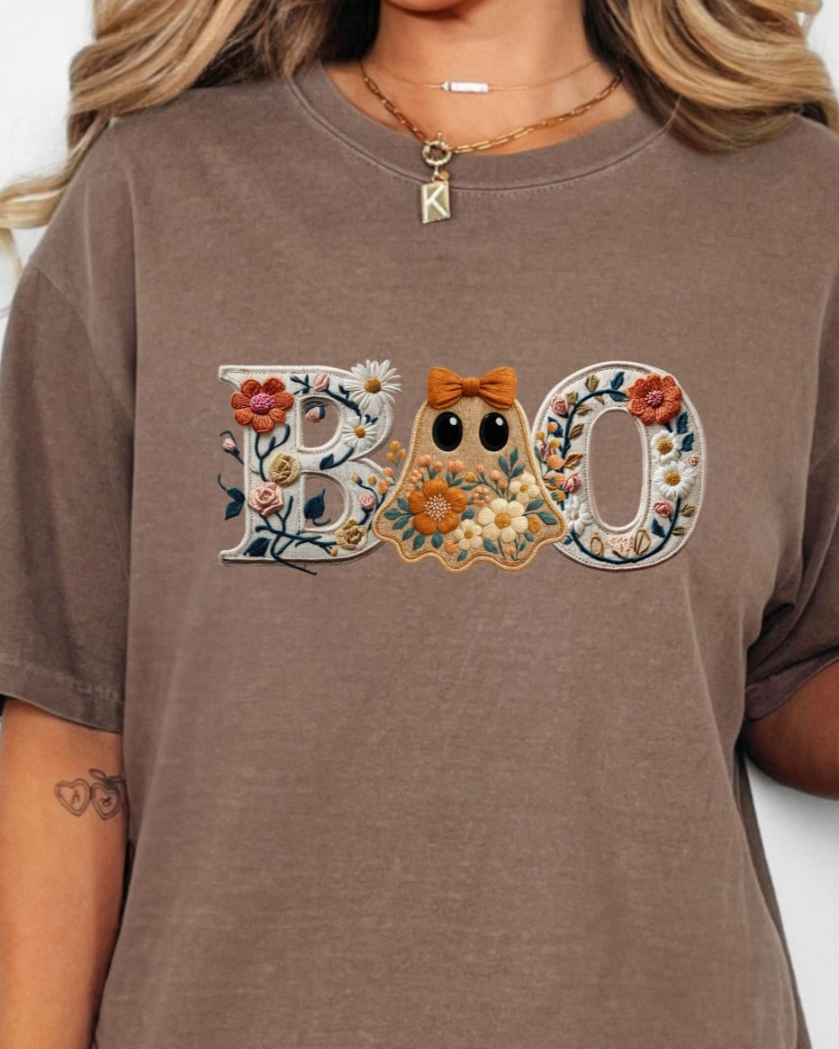 Floral “Boo” Comfort Colors Tee