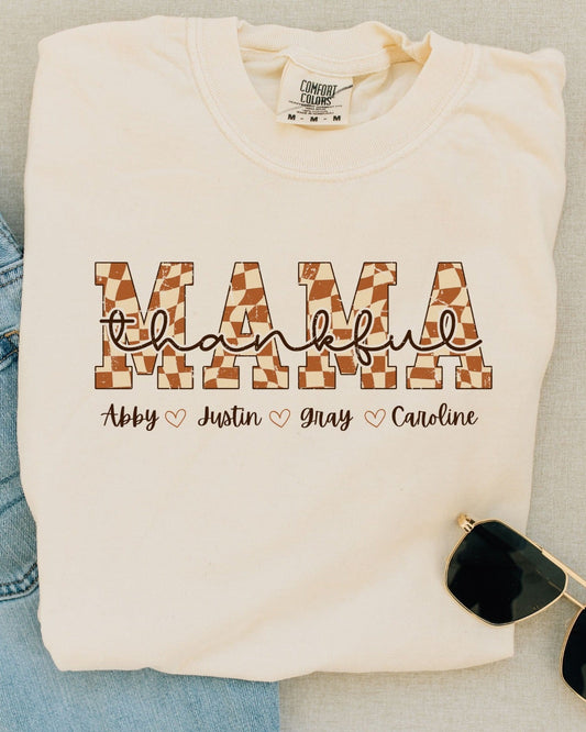 Thankful Mama Checkered Sweatshirt