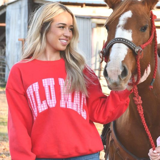 LM-SW-1006 LULU MAC RED W/PINK GINGHAM: RED/PINK / Small