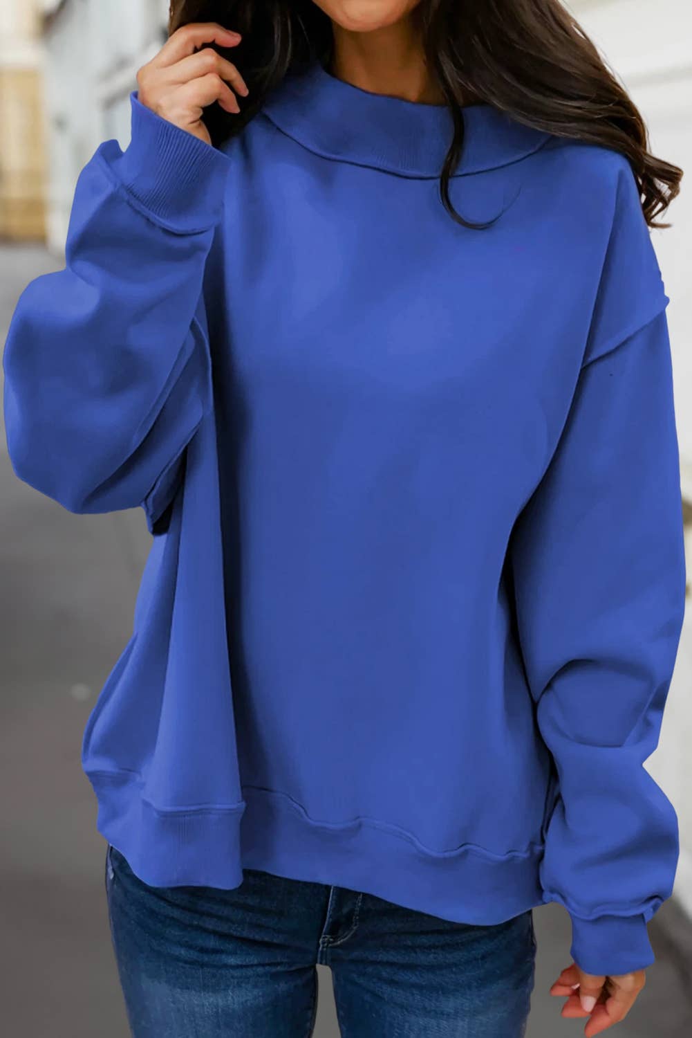 Reversible Oversized Mock Neck Sweatshirt | S-4X: Black / L