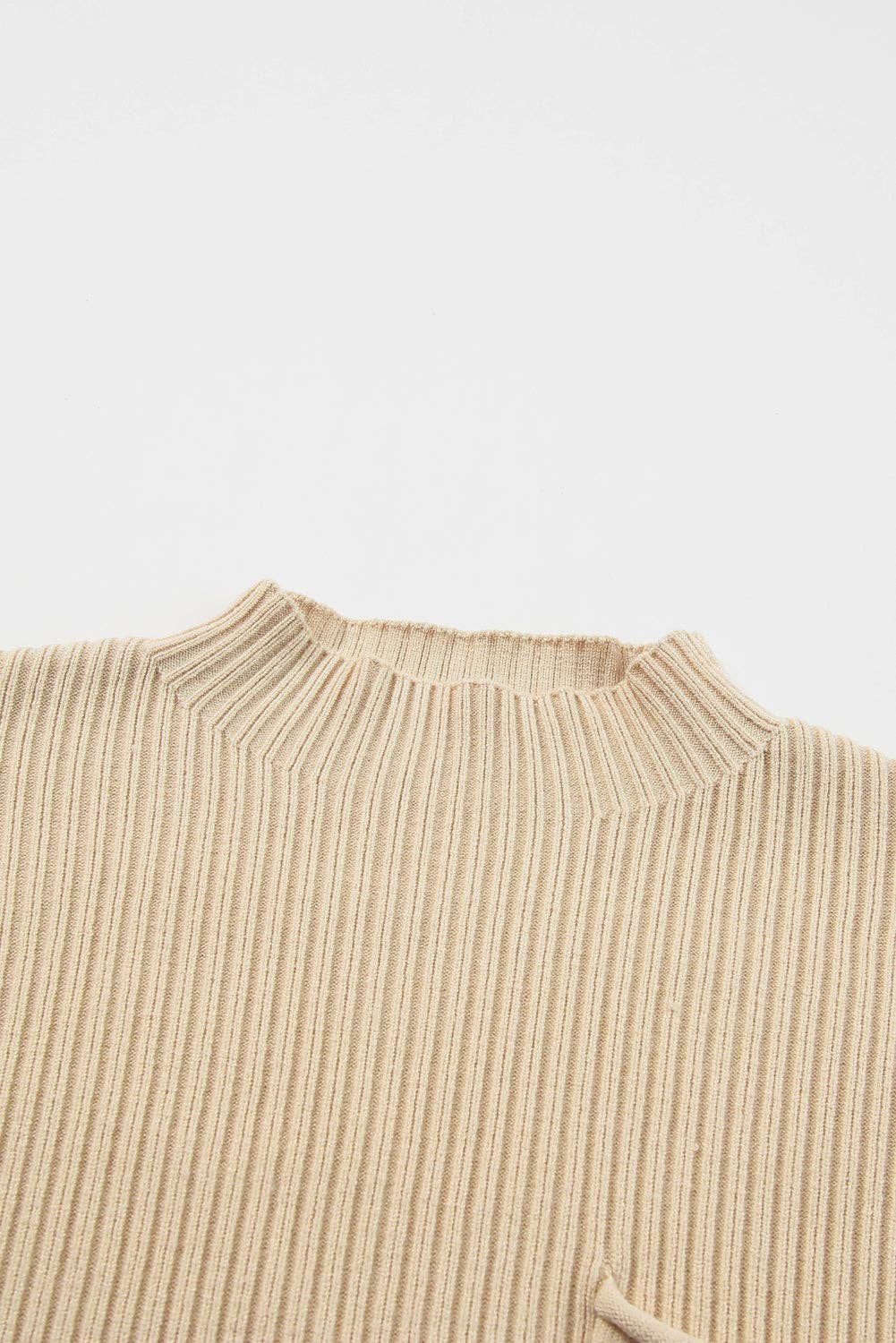 Oatmeal Patch Pocket Ribbed Knit Short Sleeve Sweater: Oatmeal / 50%Viscose+28%Polyester+22%Polyamide / M