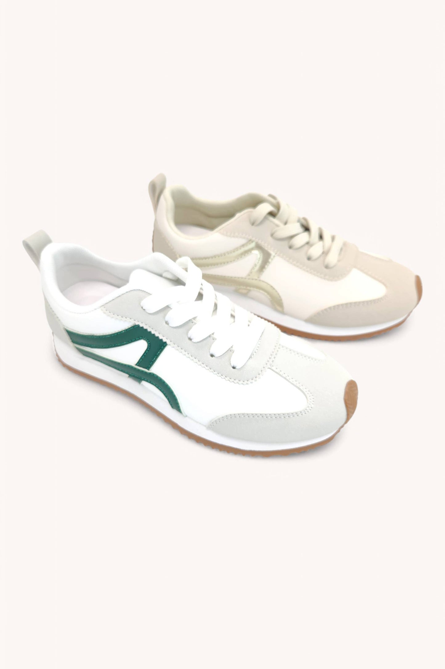 ANKI-1 SWOOSH LINE DESIGN GUM SOLE SNEAKERS: BLACK / B12