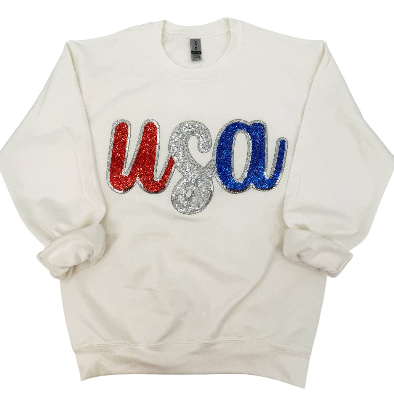 SW-6723 USA SEQUIN Sweatshirt White: White / Small