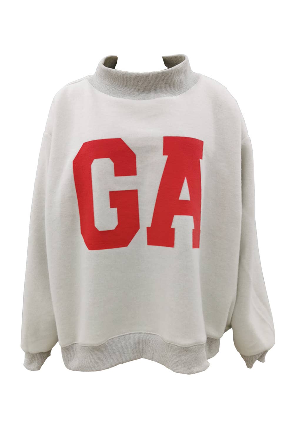 IT2594-GEORGIA 'GEORGIA & GA' Print Reversible Mockneck Swea: Heather grey / S/M-L/XL (3-3)