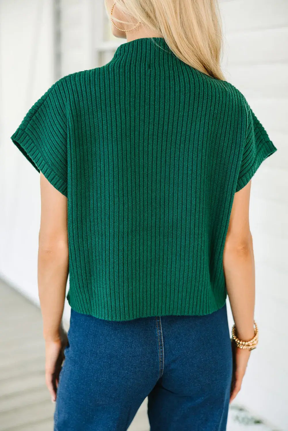 Oatmeal Patch Pocket Ribbed Knit Short Sleeve Sweater: Oatmeal / 50%Viscose+28%Polyester+22%Polyamide / M