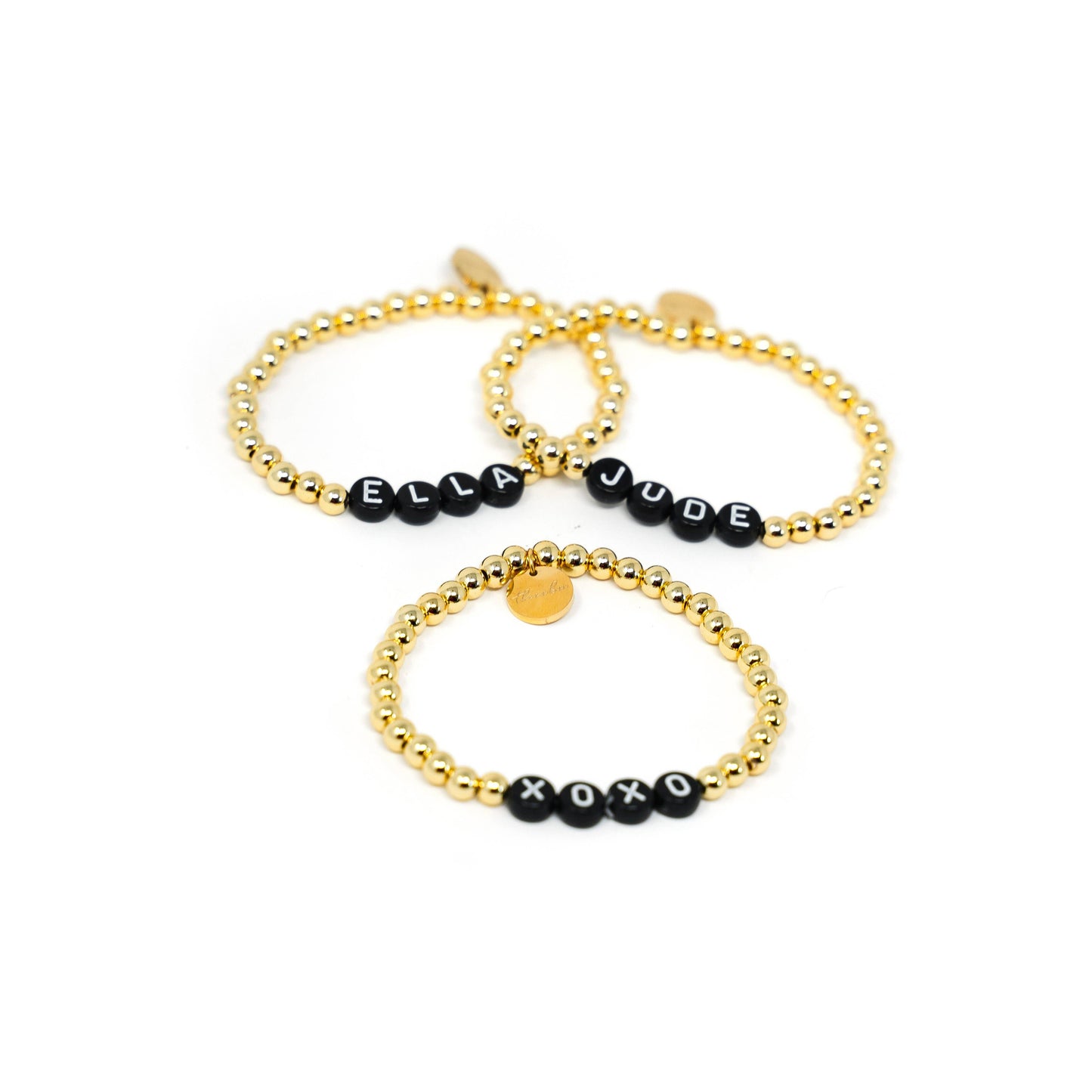 Customized Stretch Beaded Bracelets: Adult 7" White Beads