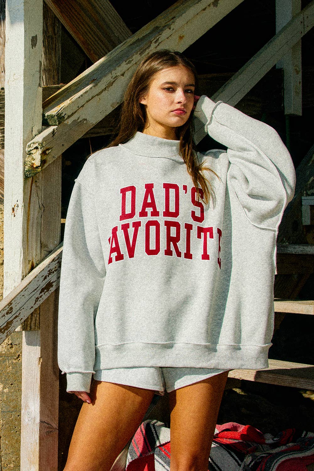 IT2594-FAVORITE | Reversible Mock-Neck Sweatshirt: HEATHER GREY / S/M-L/XL (3-3)