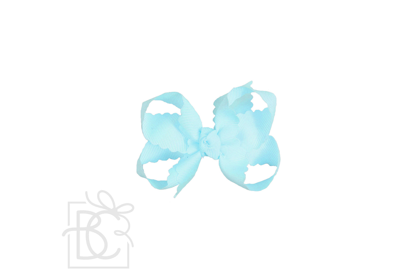 SCALLOPED EDGE BOW: Millennium Blue / 4.5" Large - 1.5" Ribbon on Alligator Clip