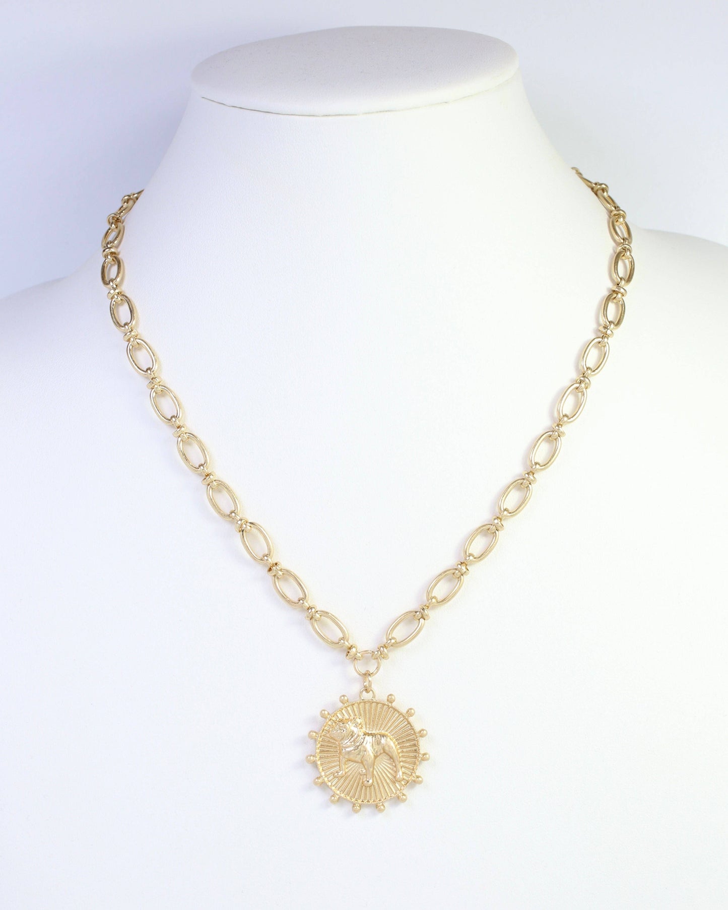 Carmen Coin Necklace Standing Dog Worn Gold: Default