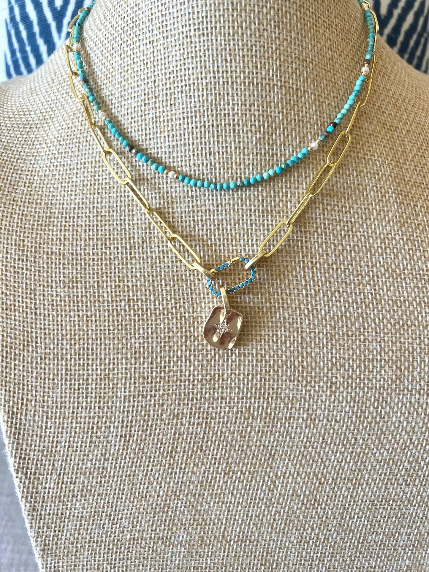 Turquoise Carabiner Paperclip Necklace