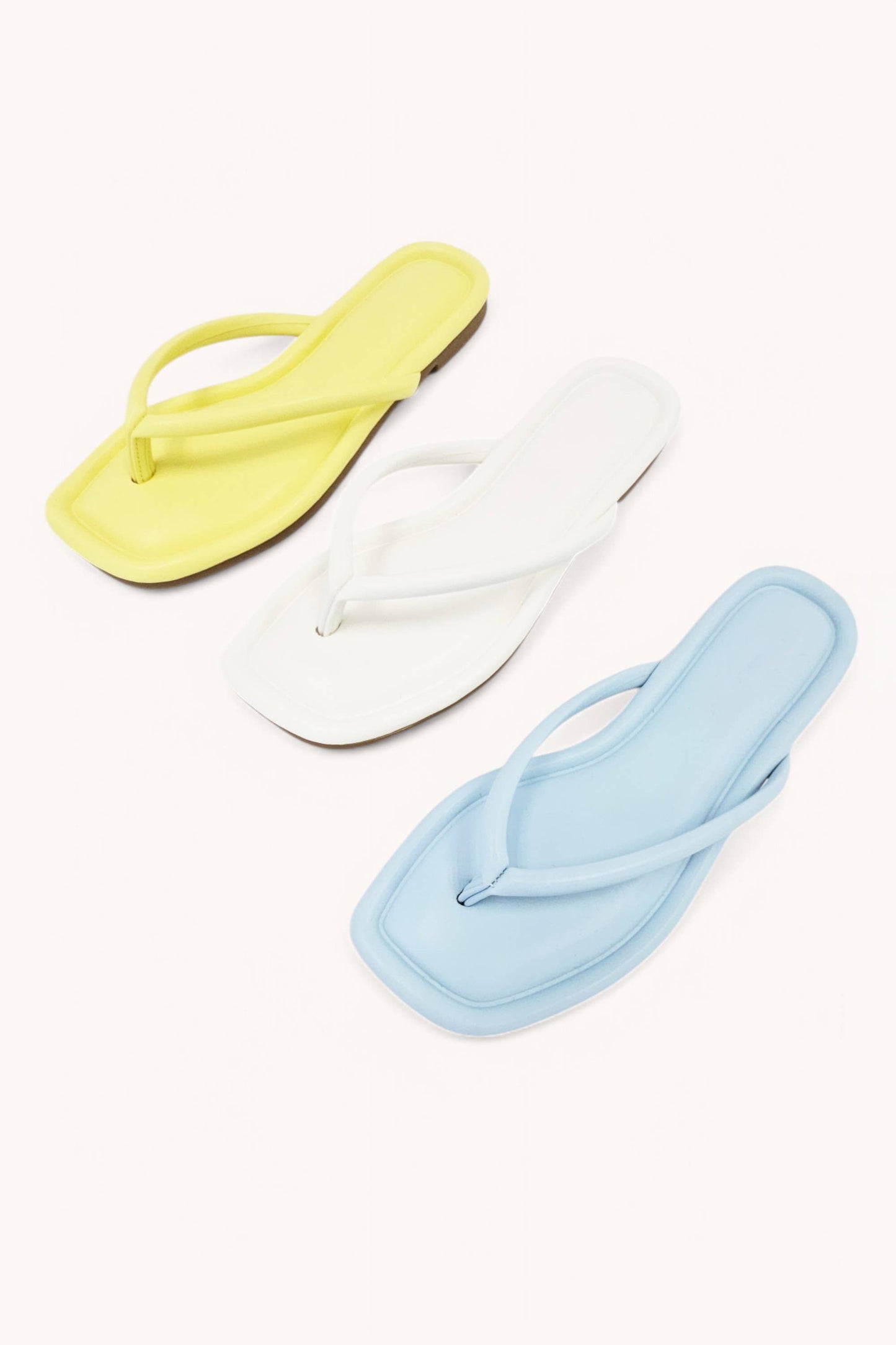 PRISCILLA-5 SQUARE TOE SIMPLE THONG STRAP SANDALS: BEIGE LINEN / B18