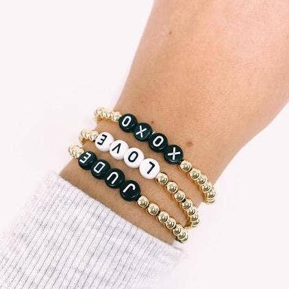 Customized Stretch Beaded Bracelets: Adult 7" White Beads