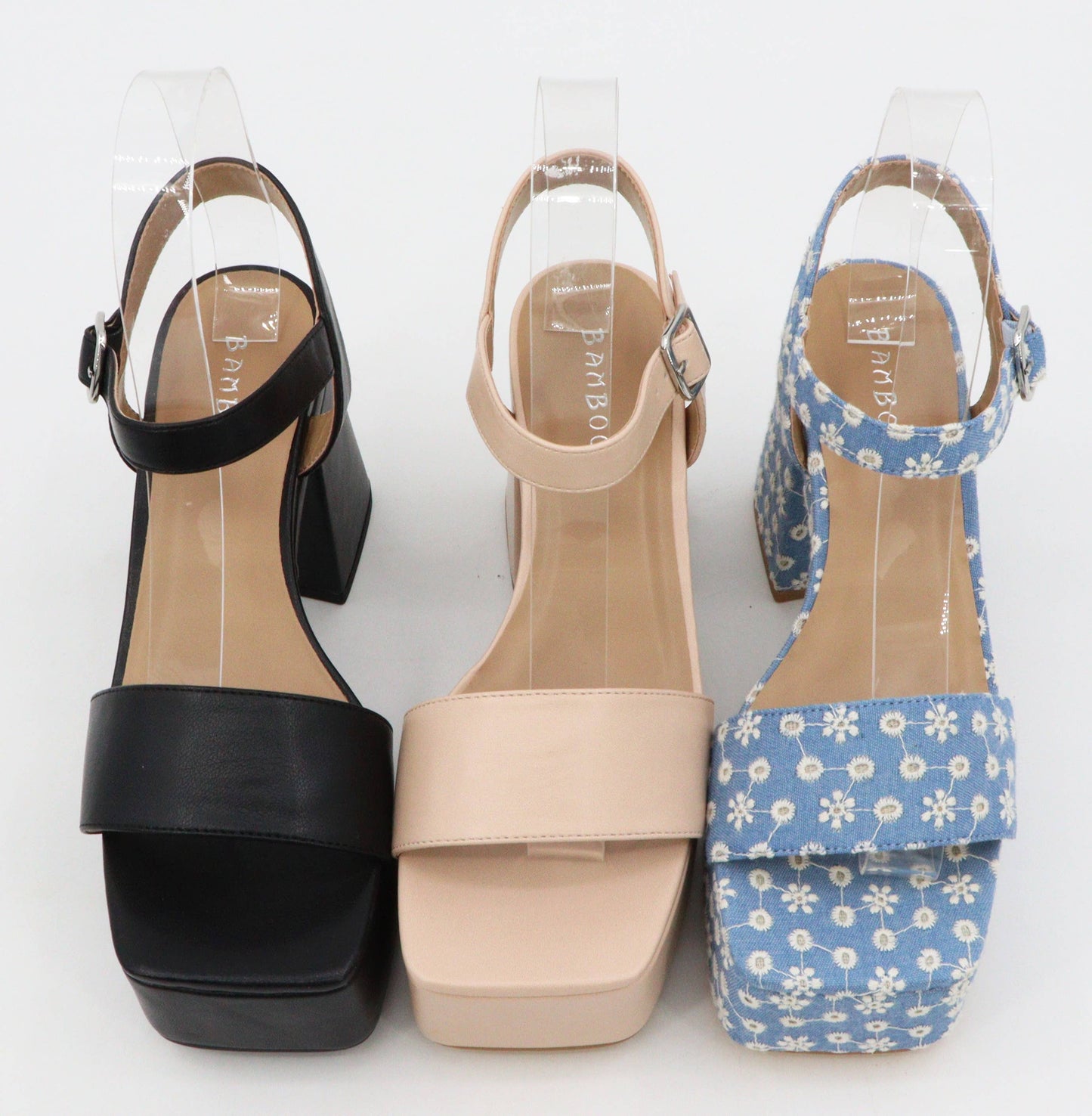 Bamboo Women Block Heel Platform Ankle Strap Sandals: NUDE SOFT PU / 12B-6(1)-6.5(1)-7(1)-7.5(1)-8(2)-8.5(2)-9(2)-10(2)