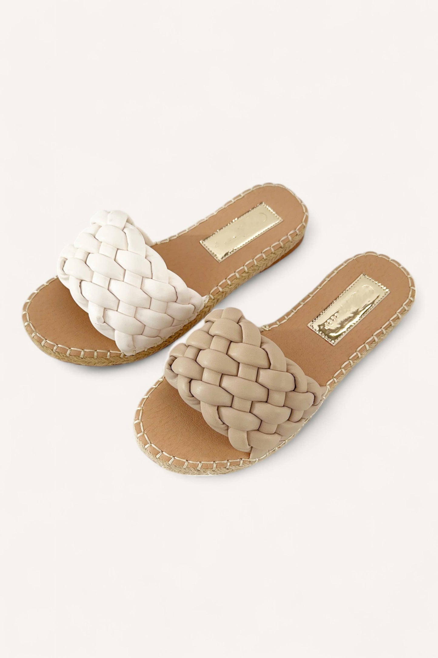 EXAM-20 BRAIDED UPPER SLIP ON SANDAL: TAUPE / B18