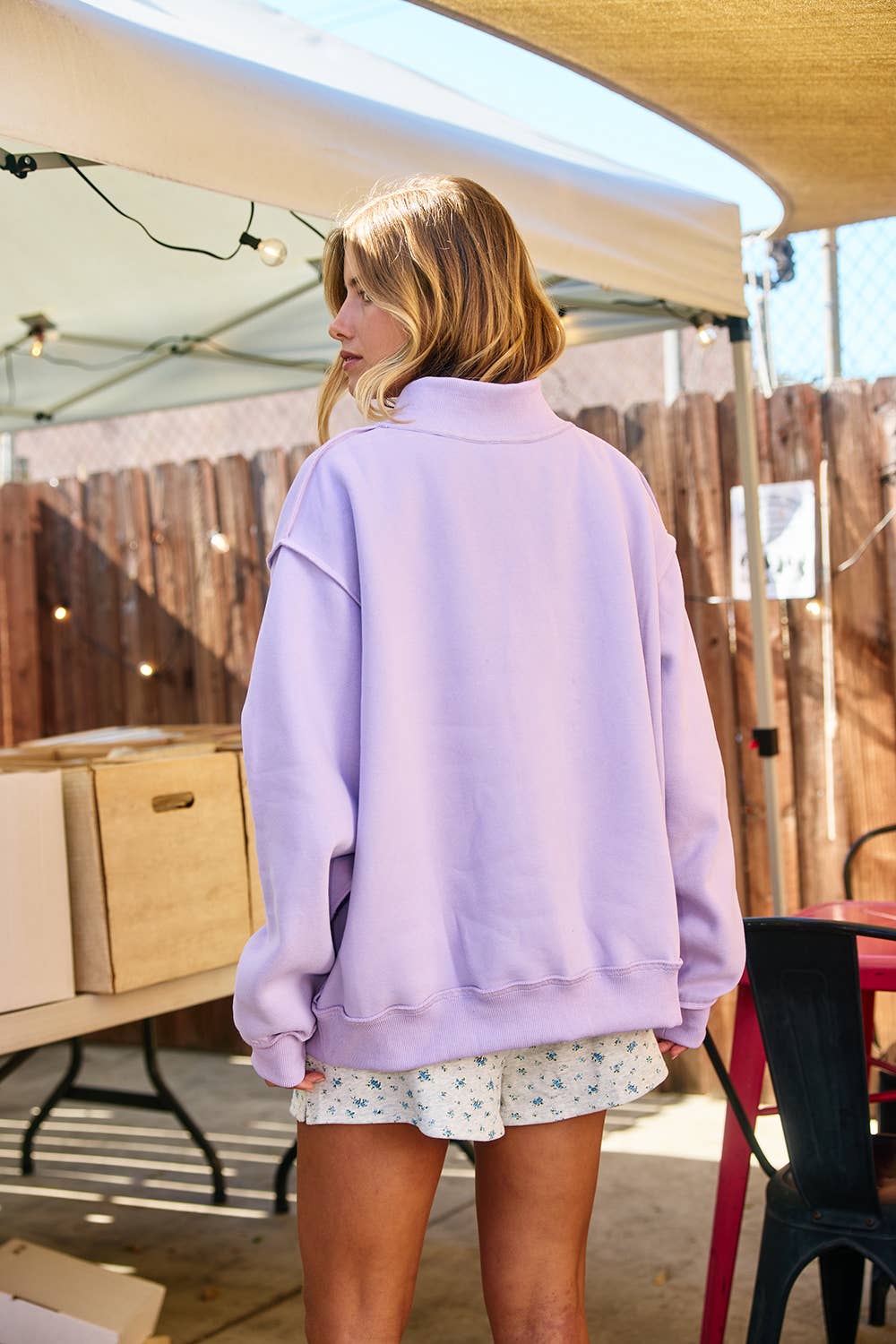 IT2594E-JESUS  'JESUS' Embroidered Mock Neck Sweatshirt : LAVENDER / S/M-L/XL (3-3)