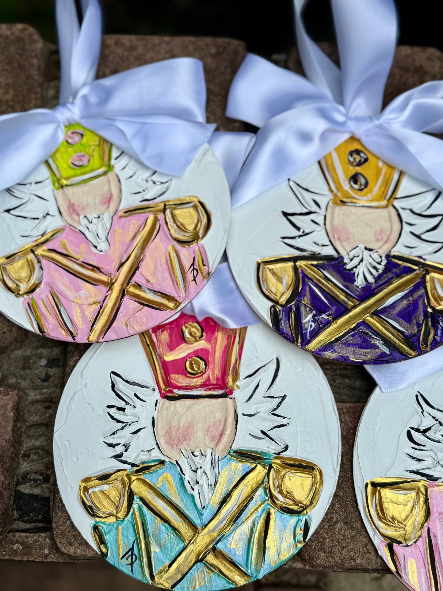 Nutcracker ornament textured hand painted : Red/blue