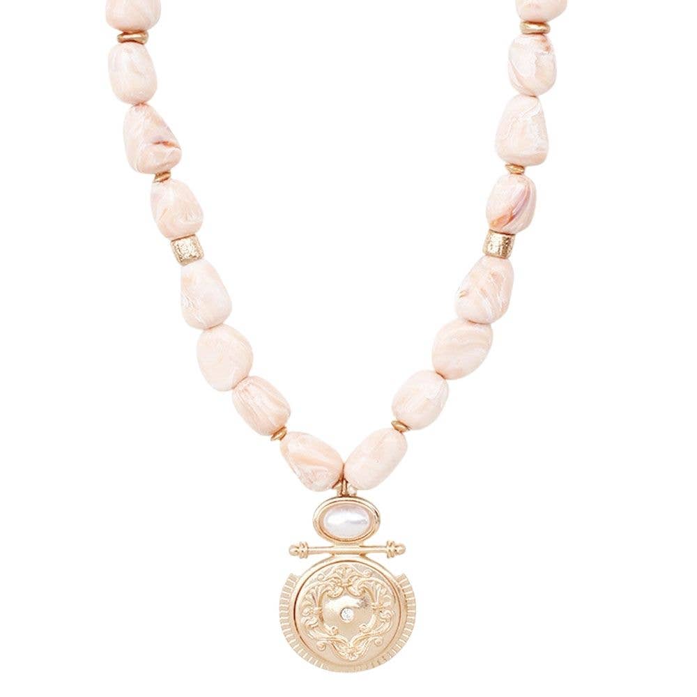 COIN PENDANT BEADED NECKLACE, NDN 8131: IV