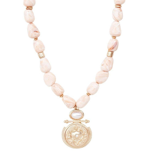 COIN PENDANT BEADED NECKLACE, NDN 8131: IV