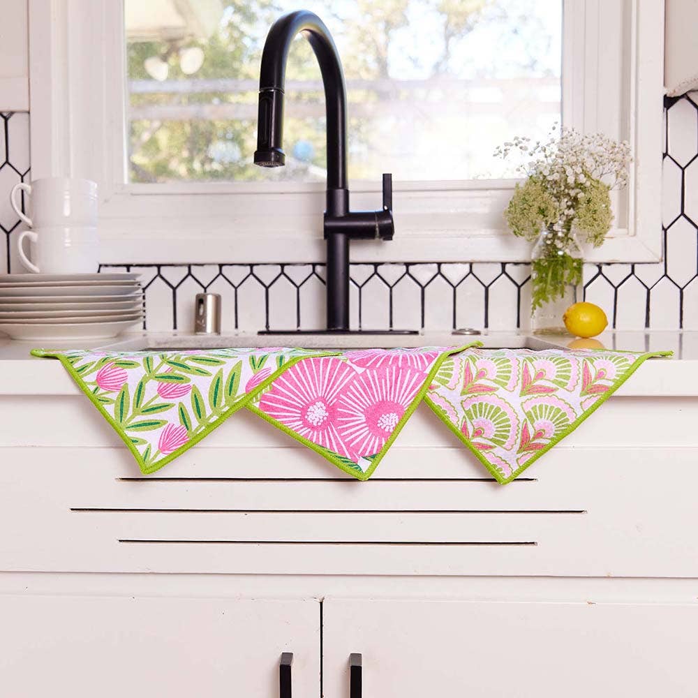PINK PAPAVER Dish Cloths, Set of 3
