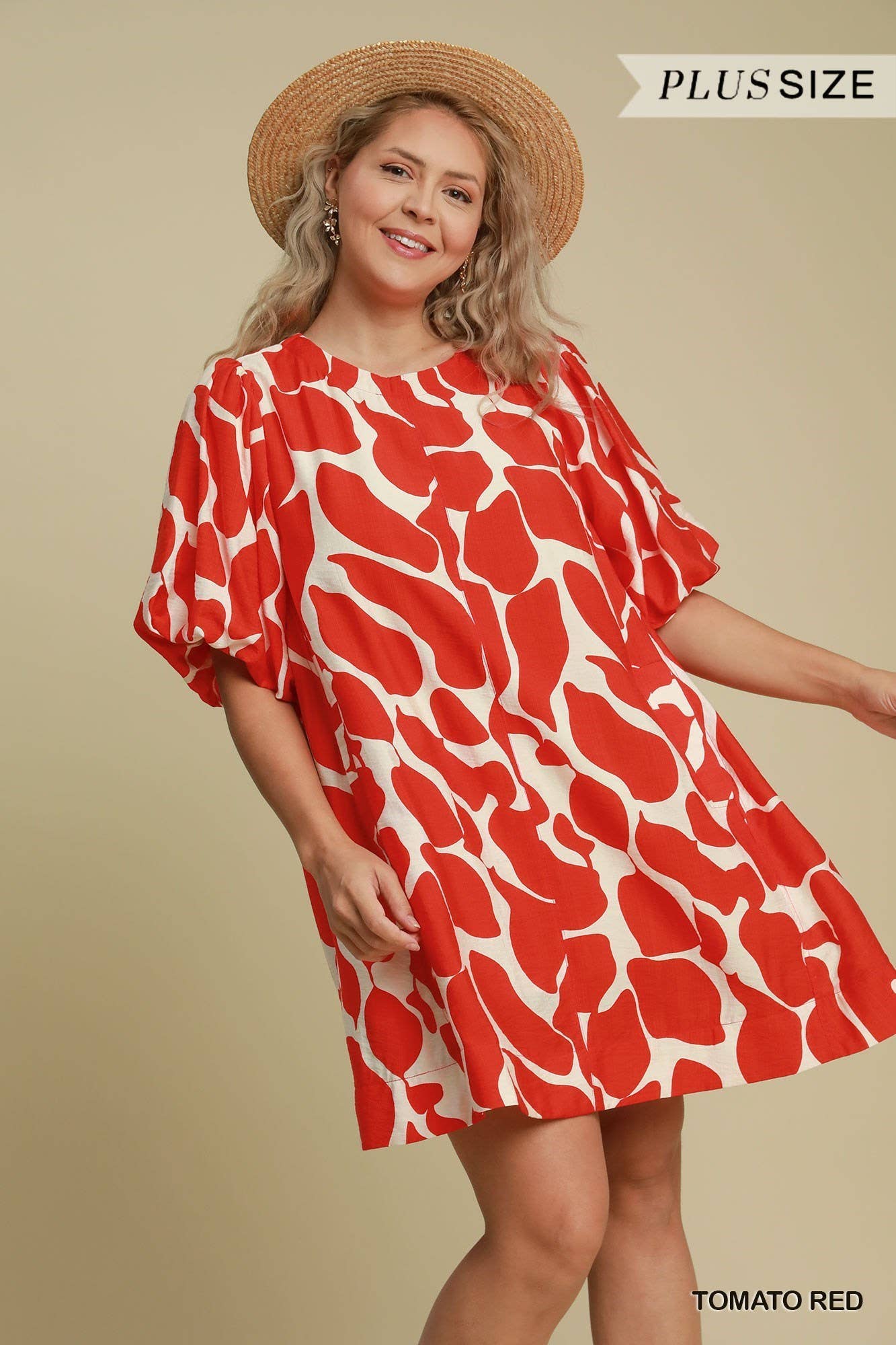 Plus Two Tone Abstract Print Dress: BLACK / 1-1-1 (XL-1XL-2XL)
