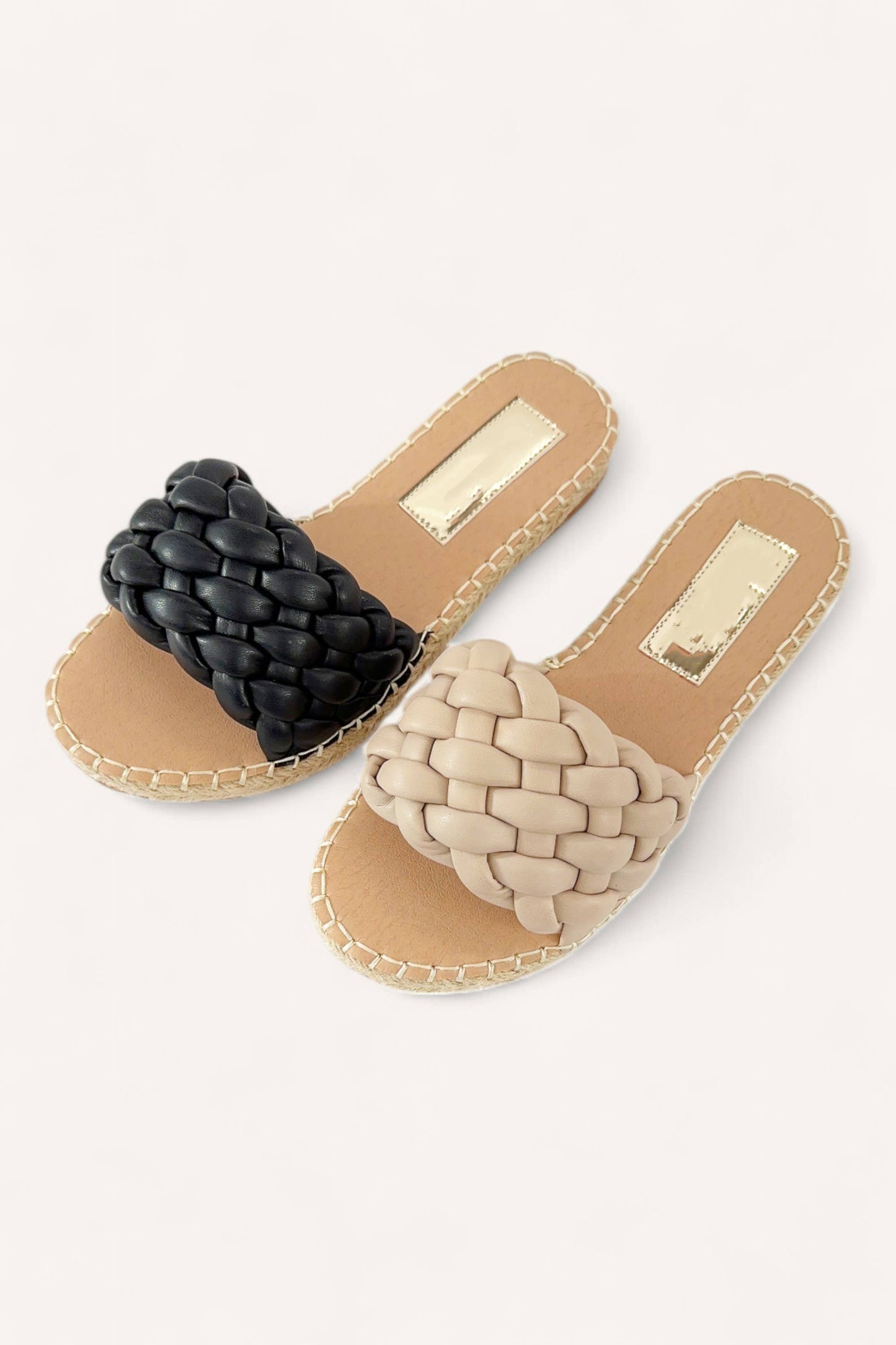 EXAM-20 BRAIDED UPPER SLIP ON SANDAL: TAUPE / B18