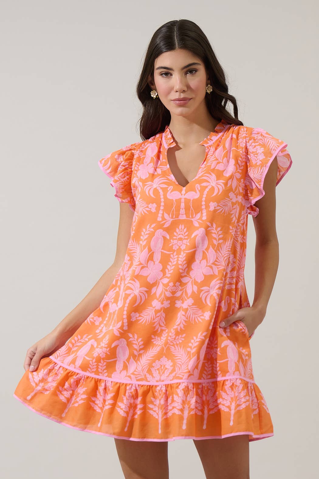 Davina Floral Ebba Shift Mini Dress: COBALT-WHT / M